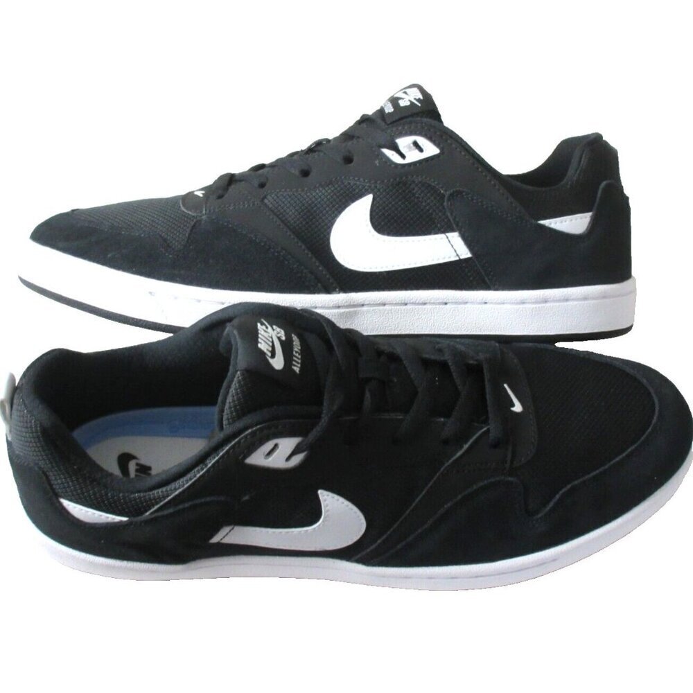 Nike Men's SB Alleyoop Classic Suede Mesh Shoes Black White Black Sizes NIB